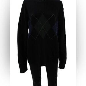Uniqlo Black Argyle 100% Lambswool Women's Sweater